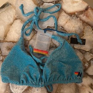 - Aviator Nation Sparkling Turquoise Bikini Top SOLD
